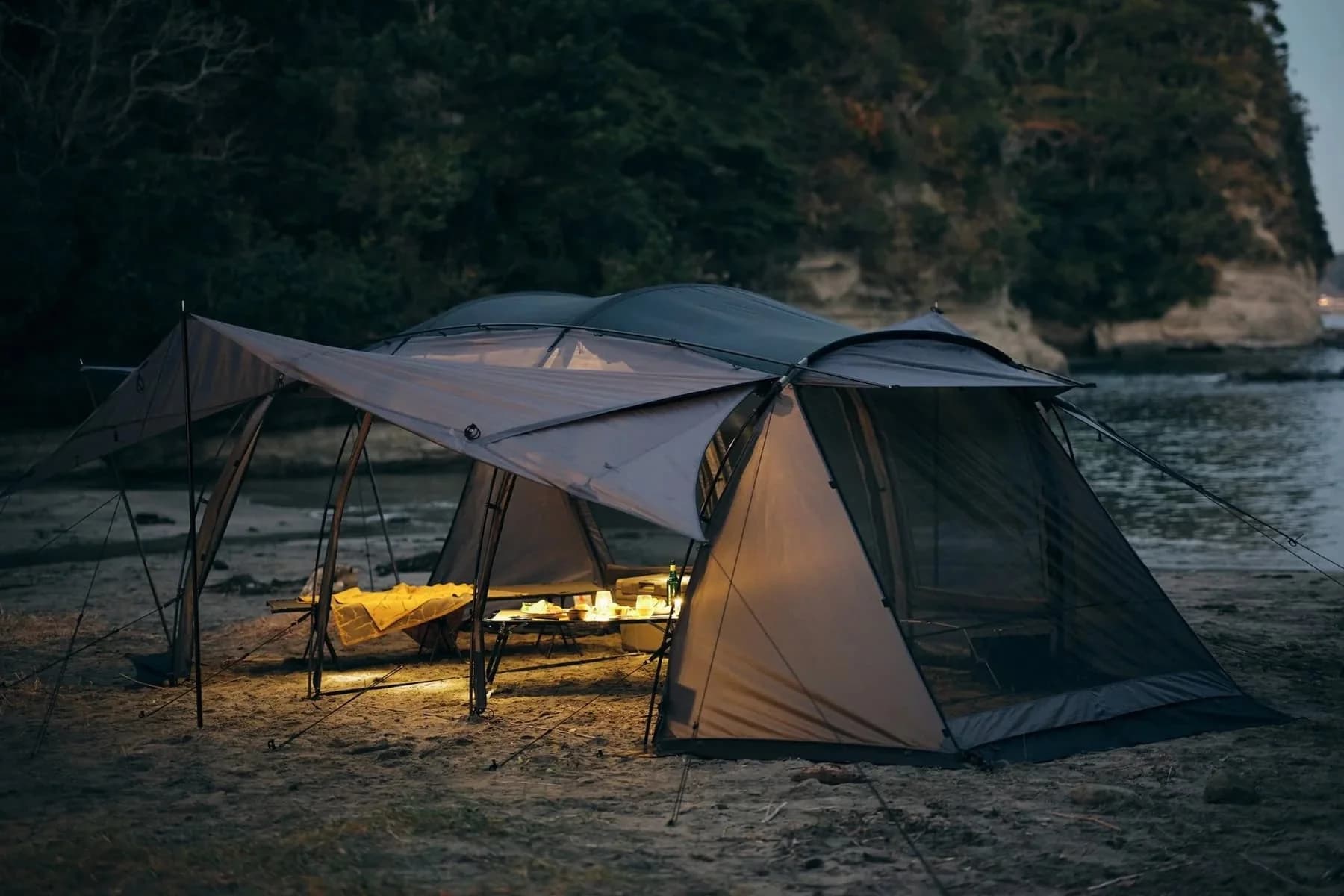 Campsite setup in nature